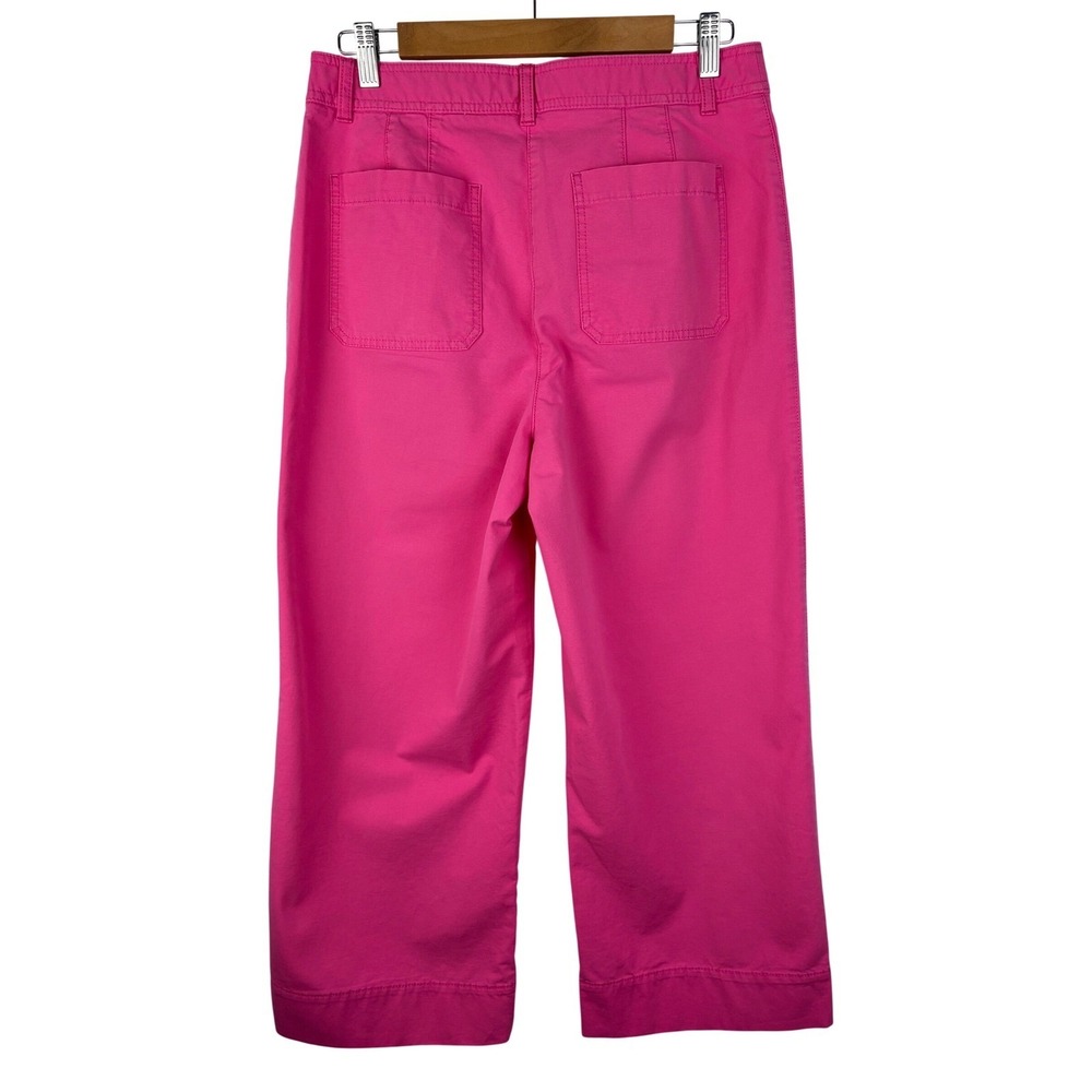 Talbots Hot Pink Wide Leg Crop Pants Size 8 Cotton Rayon Stretch High Rise - Picture 2 of 6